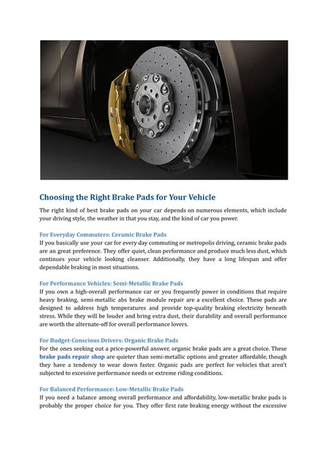 Choosing The Best Type Of Brake Pads For Your Driving Style