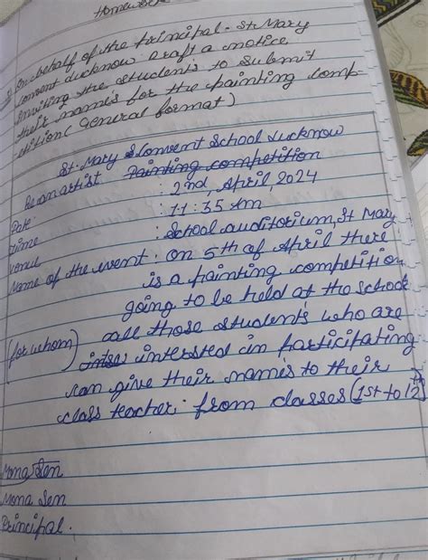 1. Write two notices writing of any event to be organized in your ...