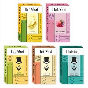 Buy HOTSHOT Condom Combo Man - Ribbed, Ultra Thin, 1600 Dots, Banana ...