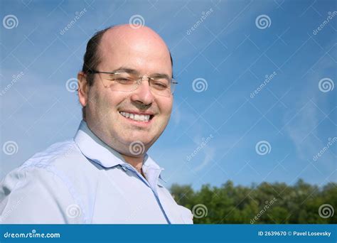 Fat bald man stock photo. Image of meadow, male, hands - 2639670