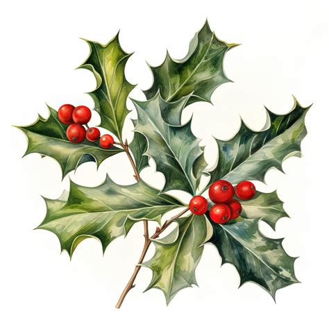 Premium AI Image | Christmas holly leaves clipart white background