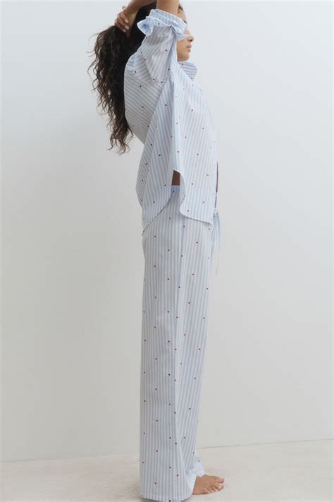 Cotton poplin pyjamas - Light blue/Hearts - Ladies | H&M GB