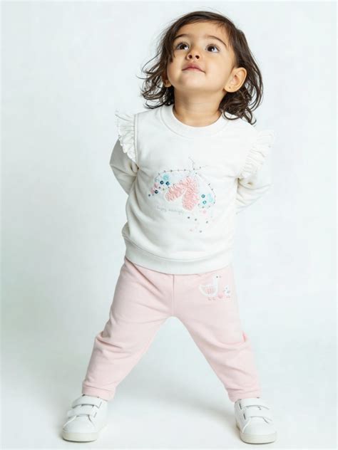 Buy HOP Baby Girls Off-White Embellished Cotton-Blend Sweatshirt from ...