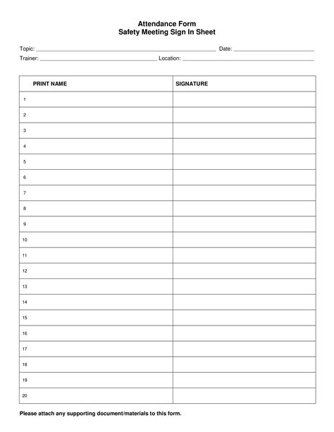 Printable Sample Sign In Sheet | Master of Template Document