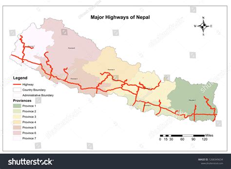 Highway Map Nepal 스톡 일러스트 1268349634 | Shutterstock