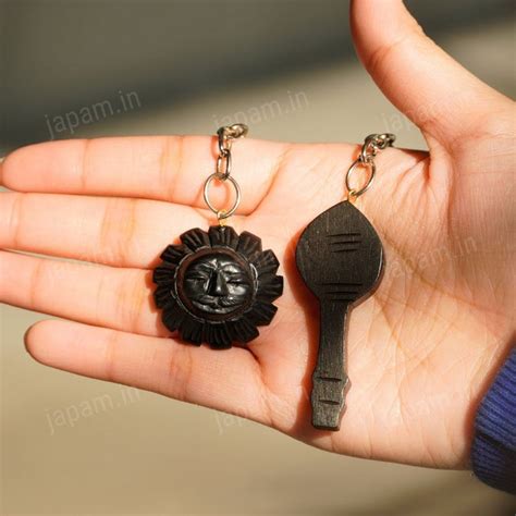 Karungali Vel & Surya Chhavi Keychain (Set of 2) - Natural Ebony Wood ...