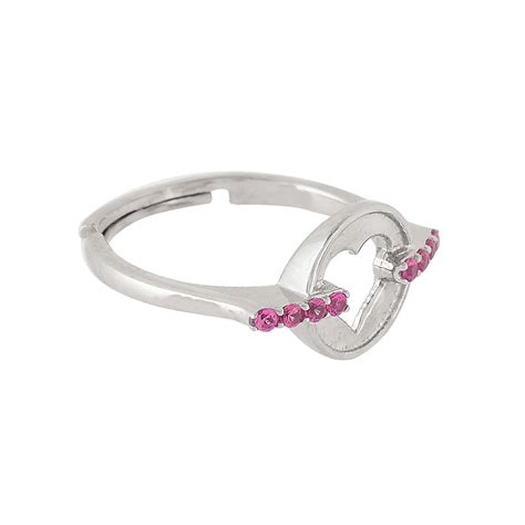 Sterling Silver Pink CZ Heart Silver Ring – VOYLLA