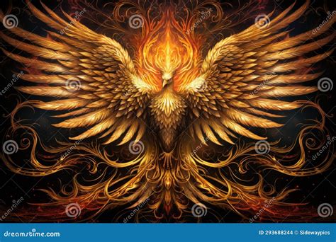 Gilded Phoenixes, Symbols Of Rebirth And Resurrection, With Feathers Of ...