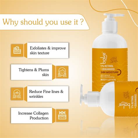 Bake 1% Retinol + Ceramides Body Lotion for Anti Aging & Wrinkles, 200 ...