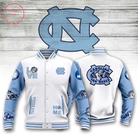 NCAA North Carolina Tar Heels White Blue Baseball Jacket - DESIGN-TREND
