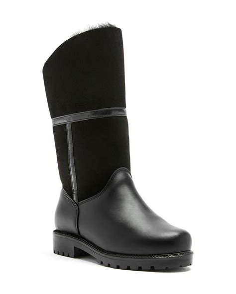 La Canadienne Shearling-Lined Waterproof Suede Boots in Black | Lyst