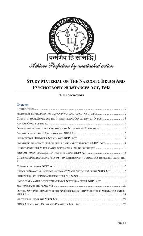 Study Material 17122020 - STUDY MATERIAL ON THE NARCOTIC DRUGS AND ...