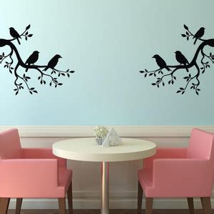 sky decal 58 cm black decal abstract decorative birds tree leaves black ...