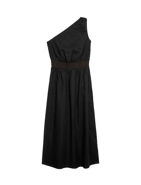 Buy Pure Cotton One Shoulder Midi Waisted Dress at Marks & Spencer