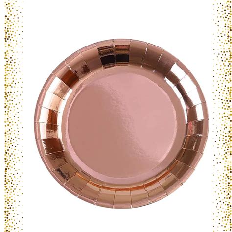 Rose Gold Square Golden Rim Paper Plates - 9 Inches - 10PC – Wanna Party