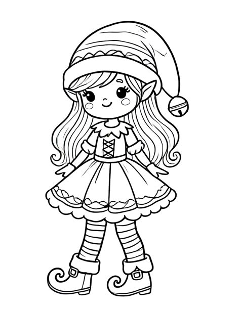 Printable Christmas Elf Coloring Pages