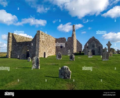 The ruins include a Cathedral, two round Towers, three high crosses ...