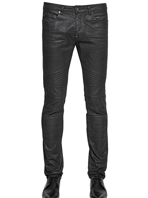 Diesel black gold 16.5cm Shiny Coated Stretch Denim Jeans in Black for ...