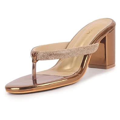 Buy FAUSTO FST FSWC-20007 COPPER-36 Women Copper T-Strap Block Heel ...