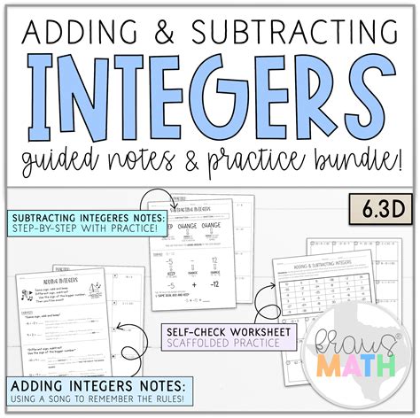 Add & Subtract Integers | Notes & Worksheet - Kraus Math - Worksheets ...