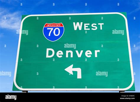 Denver direction and Interstate 70. Seen in Kansas, USA Stock Photo - Alamy