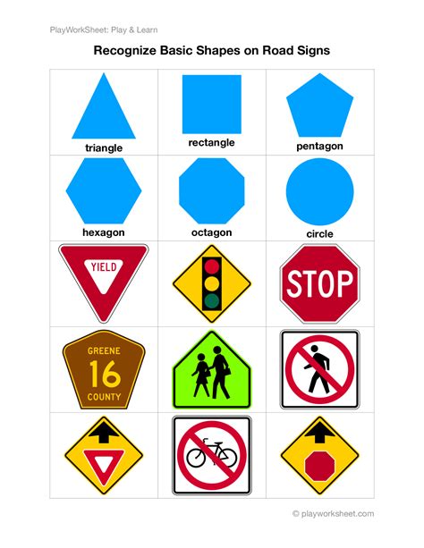 Recognize Basic Shapes on Road Traffic Signs | Free Printables for Kids