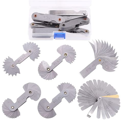 Keadic 6 Pcs Stainless Steel Radius Gauge with Feeler Gauge Set, R0.3-1 ...