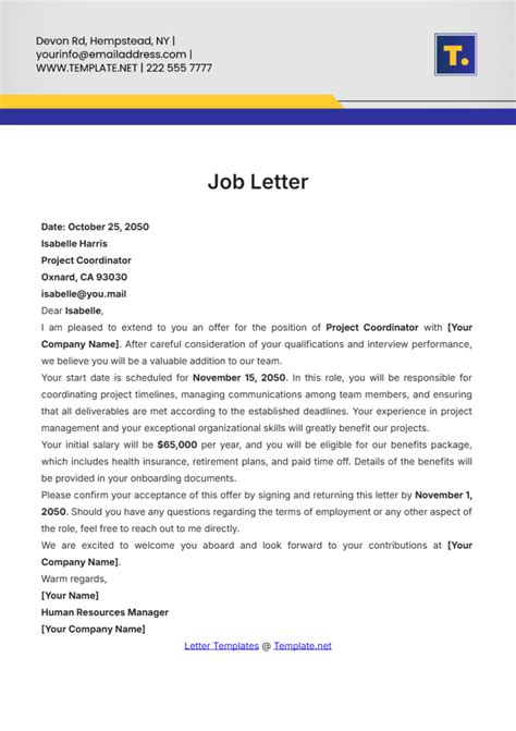 Personal Letter Example for Job 的图像结果