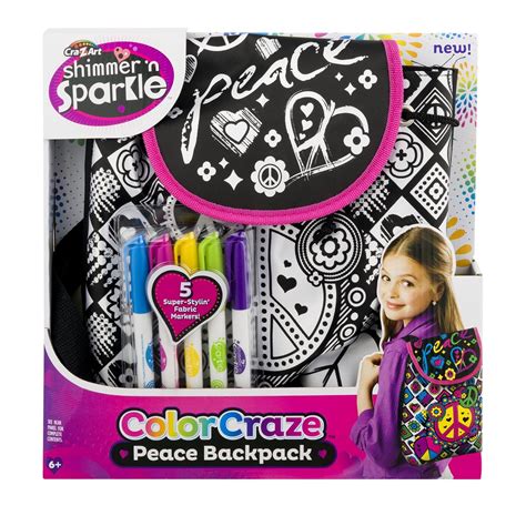 CRA-Z-ART Shimmer 'N Sparkle Color Your Own Peace Backpack - Coloring ...