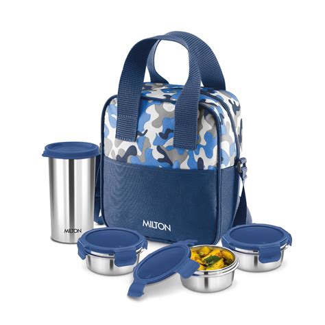 MILTON Camo Feast Stainless Steel Tiffin (3 Click Lock Round Containers ...