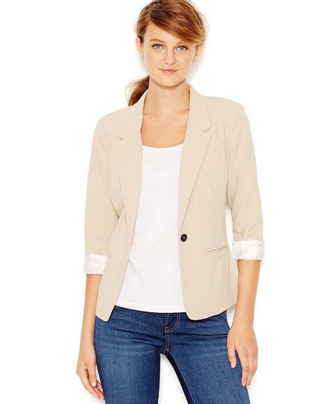 kensie Three-Quarter-Sleeve Blazer - Jackets & Blazers - Women - Macy's ...