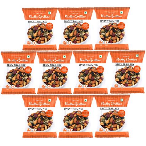 Nutty Gritties Spicy Trail Mix 240g (Pack of 10 x 24g) | Healthy Snack ...