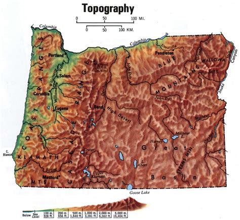 Elevation Map Of Oregon High Resolution Digital Print Map, 55% OFF