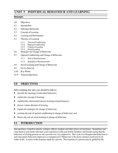 Unit-5 - material - UNIT 5 INDIVIDUAL BEHAVIOUR AND LEARNING Structure ...