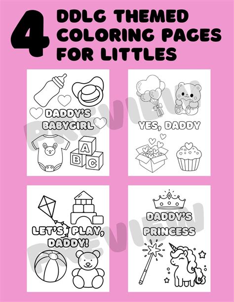 4 DDLG Themed Coloring Pages for Littles - Printable Digital Download ...