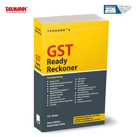 Buy Taxmann's GST Ready Reckoner [Finance (No. 2) Act 2024 ...