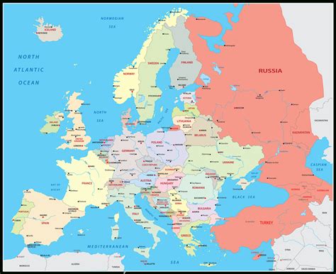 Map Of Europe And Asia | Adams Printable Map