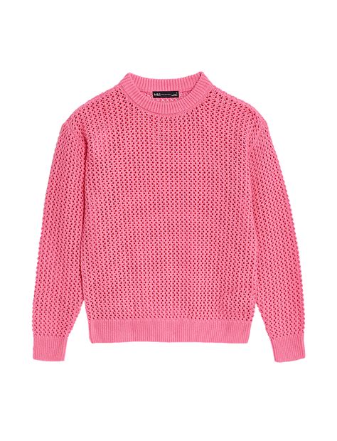 Buy Pure Cotton Textured Jumper at Marks & Spencer