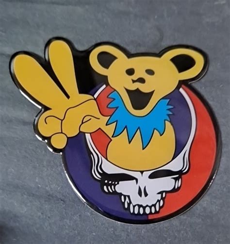 Grateful Dead Dancing Bear Steal Your Face Peace Sign Metal Sticker ...