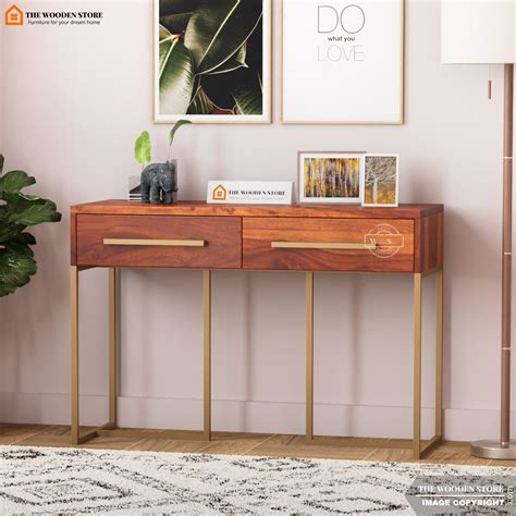 Kyron Console Table (Honey Finish) – The Wooden Store