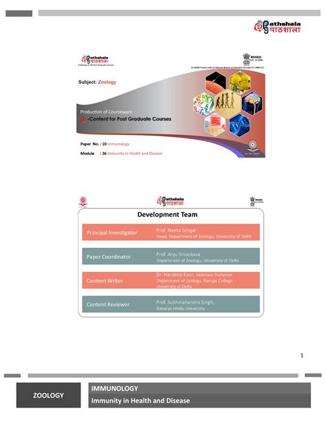 Immunity in Health and Disease. - 1 ZOOLOGY IMMUNOLOGY Paper ...