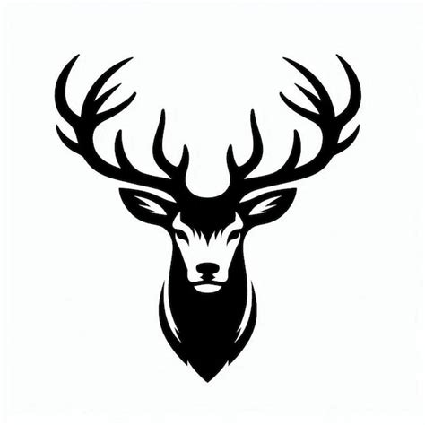 Exclusieve kunst Silhouette art Deer head front vector Contour Tekening ...
