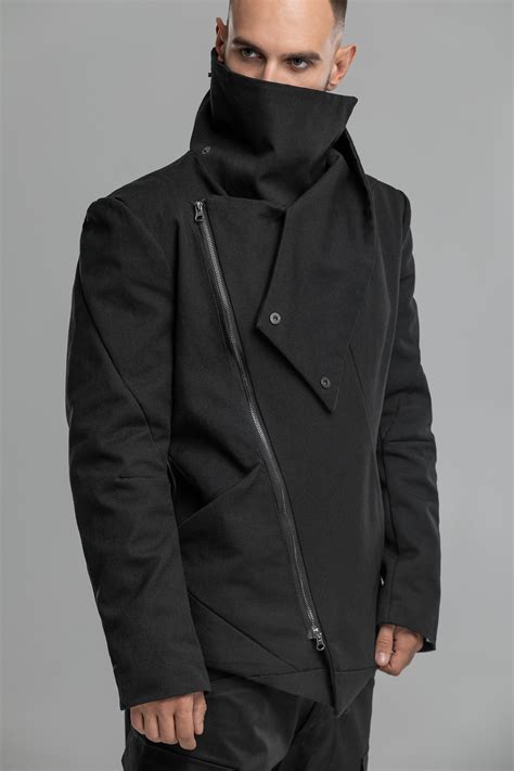 High-collar Men Jacket Asymmetric Short Coat Cyberpunk | Etsy Canada