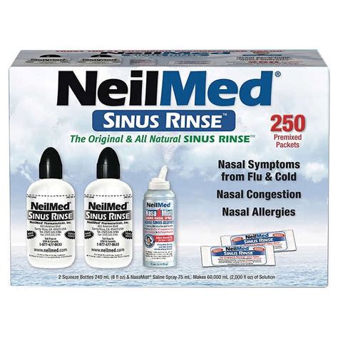 NeilMed Sinus Rinse Kit: 2 Bottles (8fl oz), Nasamist Spray (75mL), 250 Packets - Walmart.com