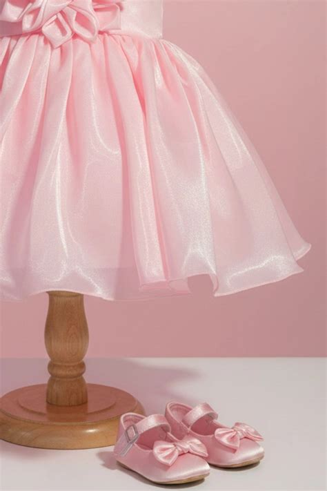 Baby Pink Organza Party Wear Dress with 3D Flower Appliqué For Girls ...