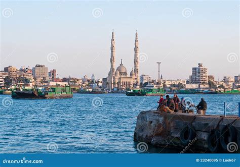 Ferries Crosing Suez Canal in Port Said,Egypt Editorial Image - Image ...