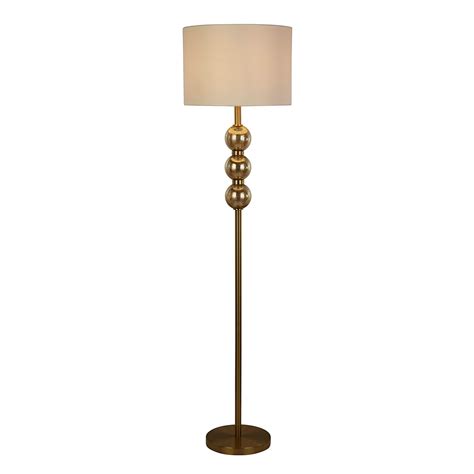 Providence Brass Stacked Orb Floor Lamp with White Fabric Drum Shade, 60"