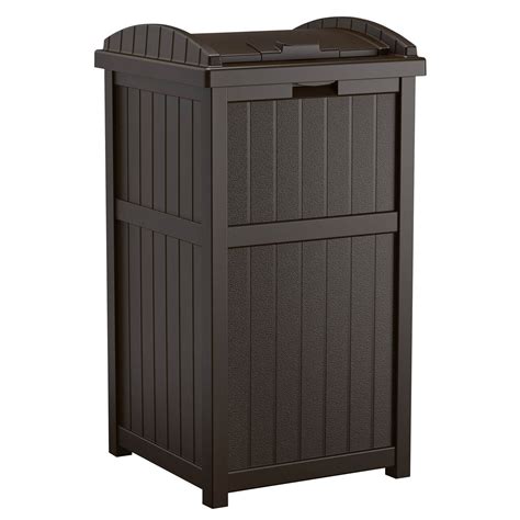 Suncast Trash Hideaway Outdoor Patio Garbage Waste Trash Can Bin, Java ...