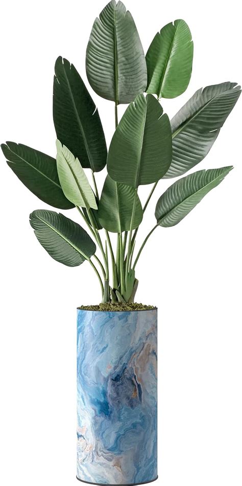 Buy Artificial Tree in Modern Granite Effect Planter, Fake Bird of ...