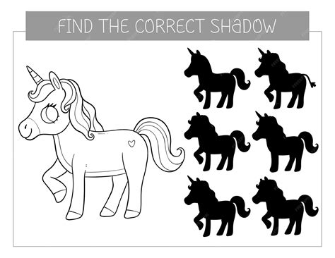 Trouvez le bon livre de coloriage d'ombre avec la licorne Coloriage jeu ...